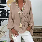 Блузка Женская с длинным рукавом, V-образным вырезом и цветочным принтом