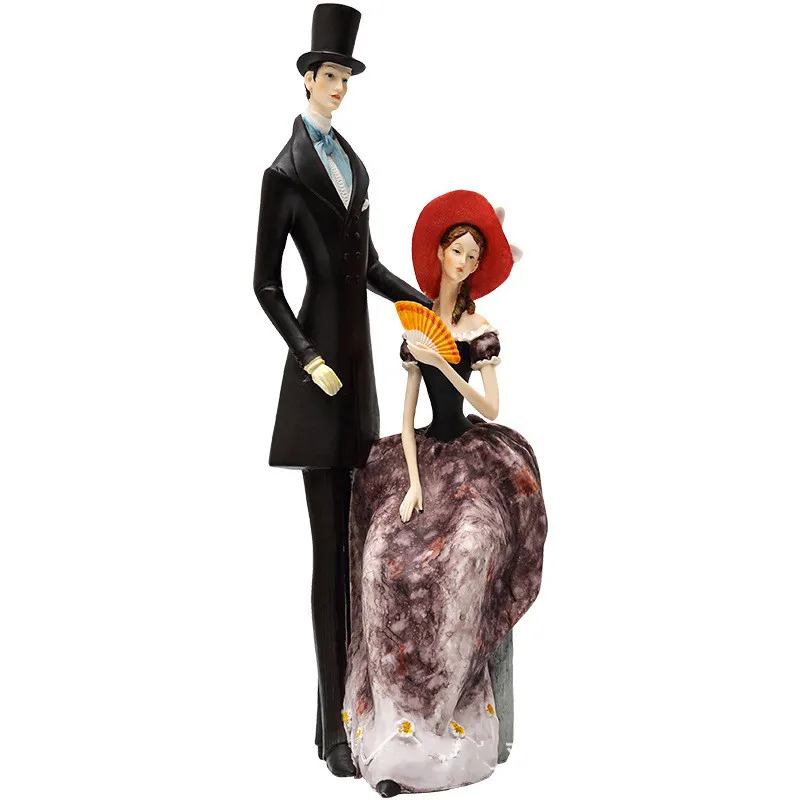 

[HHT] Creative Resin Crafts Sculpture Couple Character Statue Living Room Wine Cabinet Home Decoration Accessories Wedding Gifts