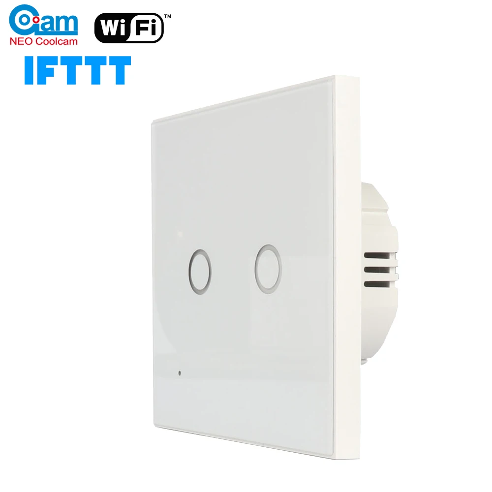 WIFI-2CH-1PCS НЕО Coolcam wifi умный светильник стеклянная панель 2CH 5A беспроводной сенсорный переключатель Поддержка Google Assistant Alexa и IFTTT - Цвет: WIFI-2CH-1PCS