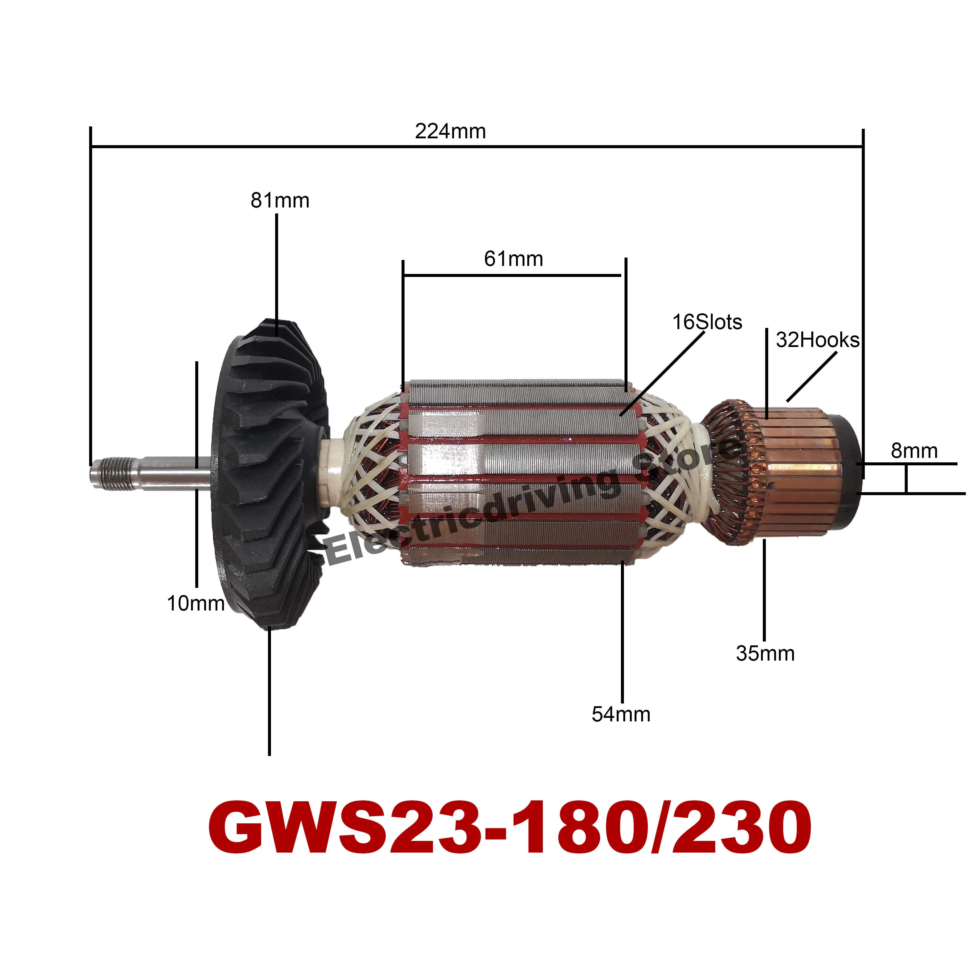 GWS23-180 230 AC220V-240V якоря Ротор двигателя Замена для BOSCH GWS20-180 230, GWS21-180 230, GWS22-180 230, GWS23-180 230, GWS24-180 230 - Цвет: GWS23-180 230