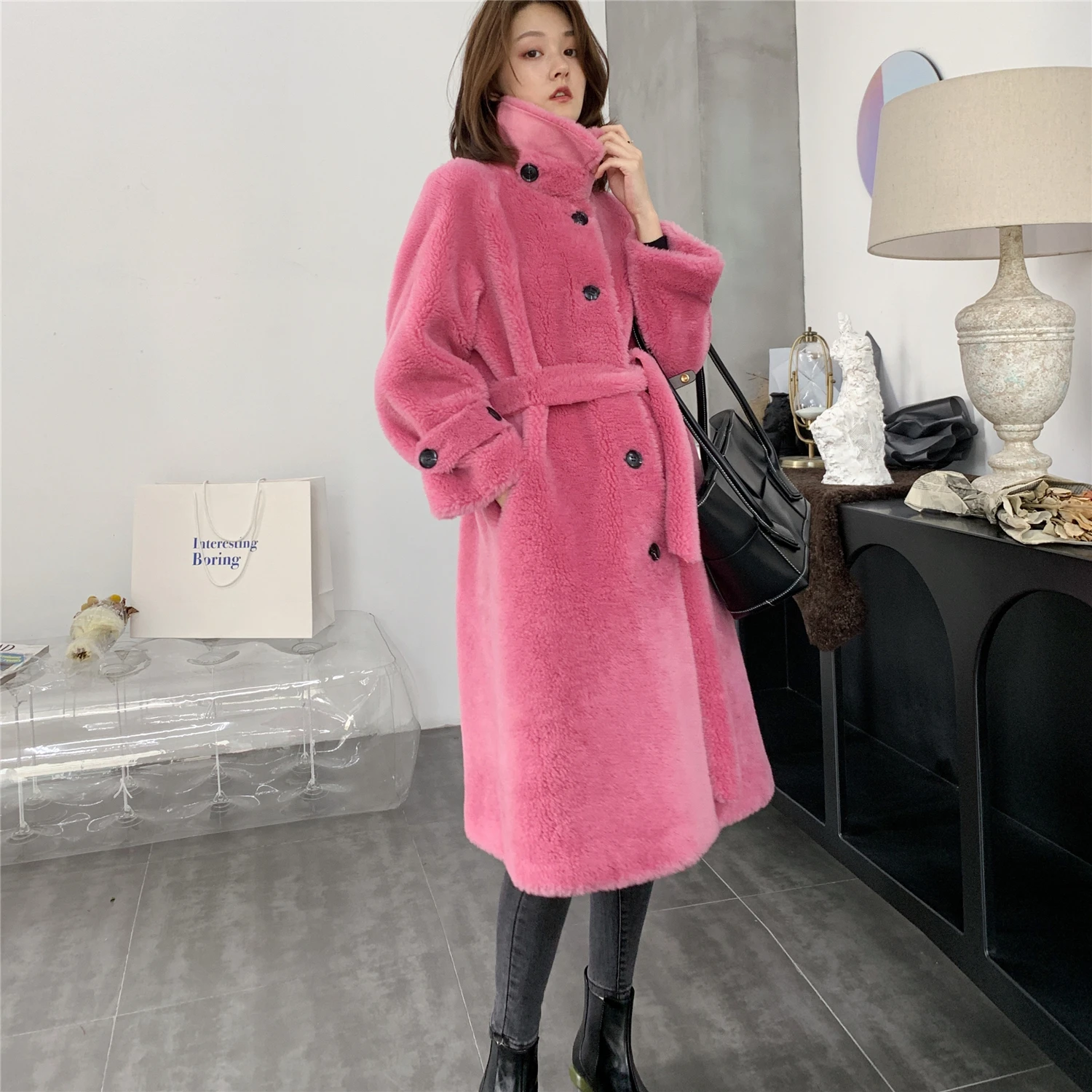 Verkaufen Weibliche Echtpelz Vintage Lange Schafe Scheren Jacke Frauen Kleidung 2020 Koreanische Mode 100% Wolle Mantel Top Hiver 908990