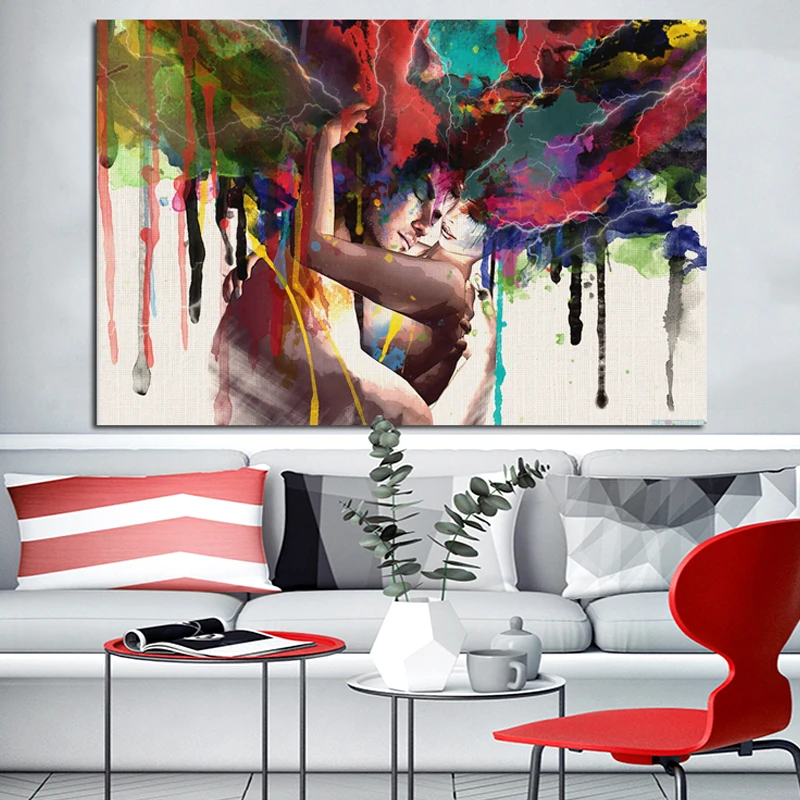 100% ручная роспись абстрактная картина маслом на холсте для влюбленных Настенная
