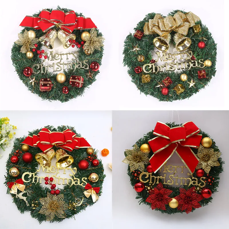 

30cm Christmas Wreath Front Door Hanging Garland Christmas Decorations for Home DIY Xmas Tree Ornaments Navidad New Year Wreath