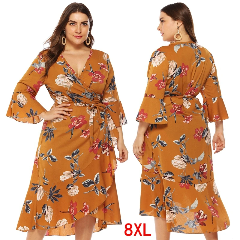 Женское свободное платье с V образным вырезом и коротким рукавом|Женские платья| |