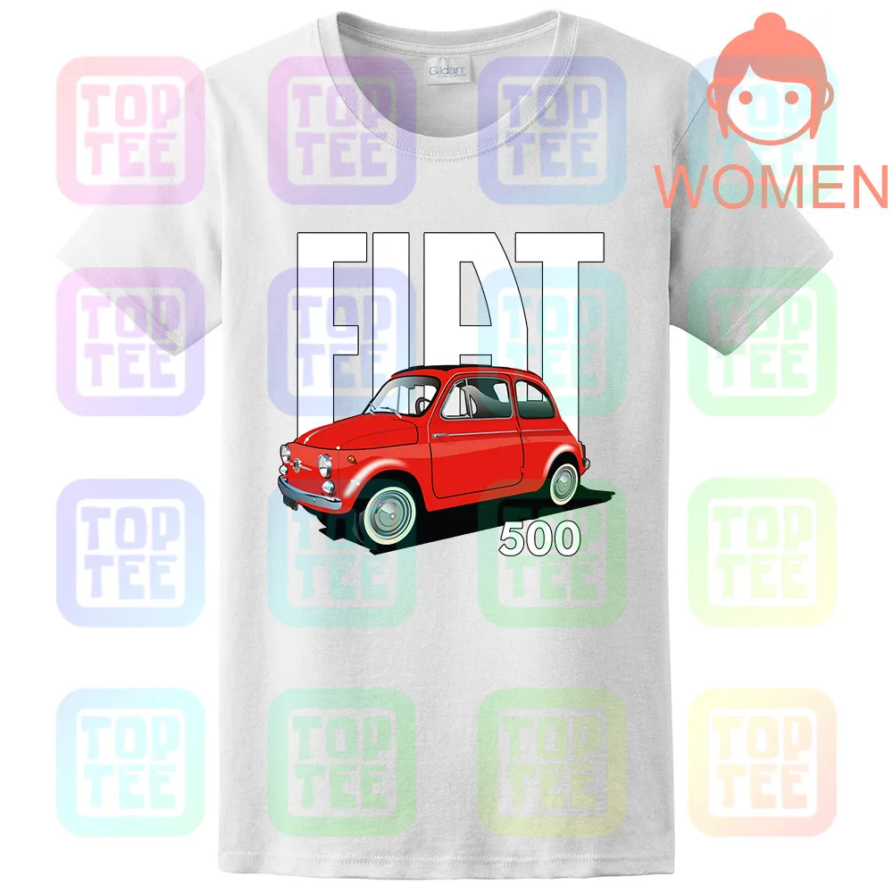 Women-White Классический итальянский Fiat 500 Футболка Винтаж ретро автомобиль дизайн Прохладный унисекс - Цвет: Women-White