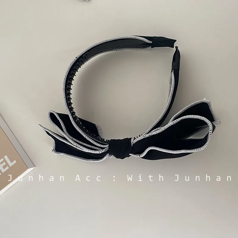 Корейские сказочные черные нижние белые границы банты верхние зажимы весенние