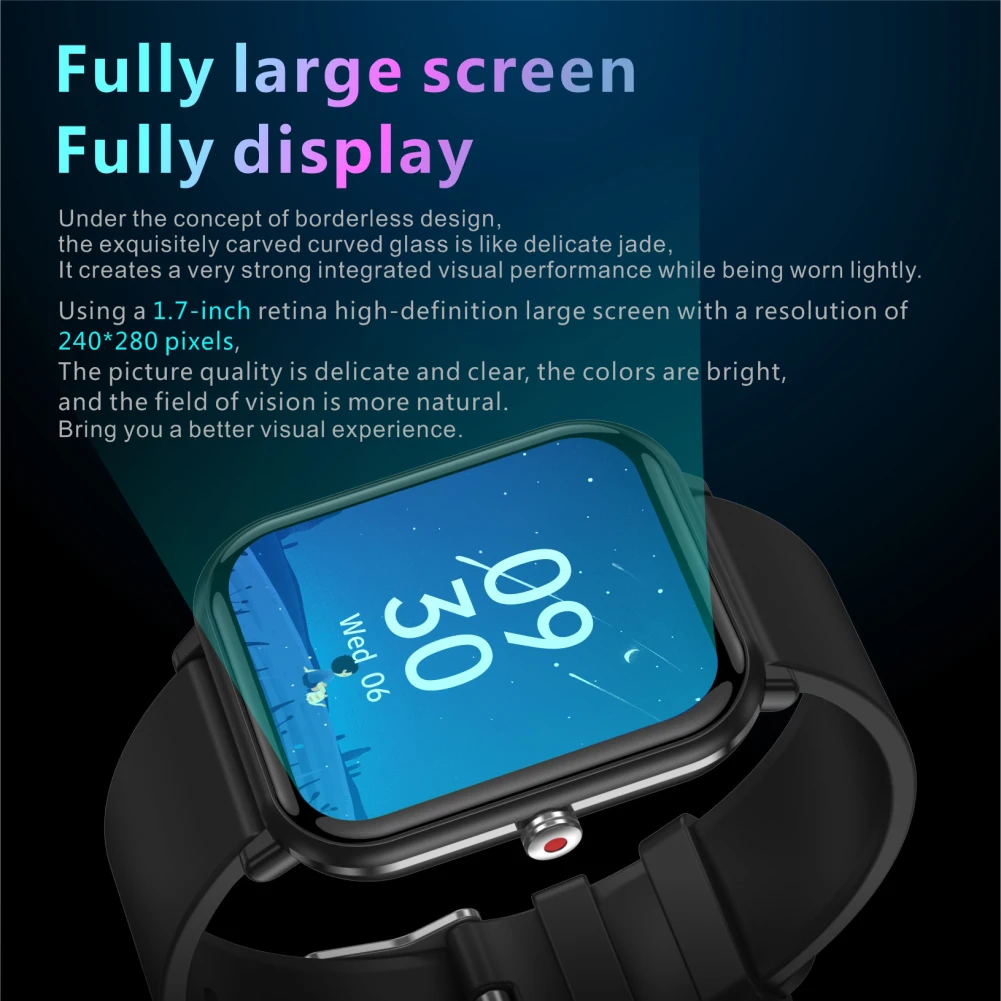 

2021 Smart Watch 1.69inch Body Waterproof Temperature Blood Heart Rate Sports Sleep Monitor Pedometer Health Fitness Smart Brace