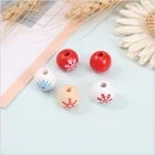 Новые красные рождественские снежинки, круглые деревянные бусины, кисточки, деревянные бусины, бисеры, аксессуары сделай сам, экологически чистые