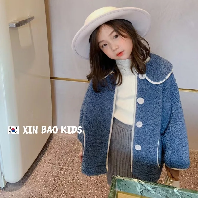 Children's clothing 2020 late autumn new girls thick wool sweater coat medium and small children's mid-length lamb | Детская