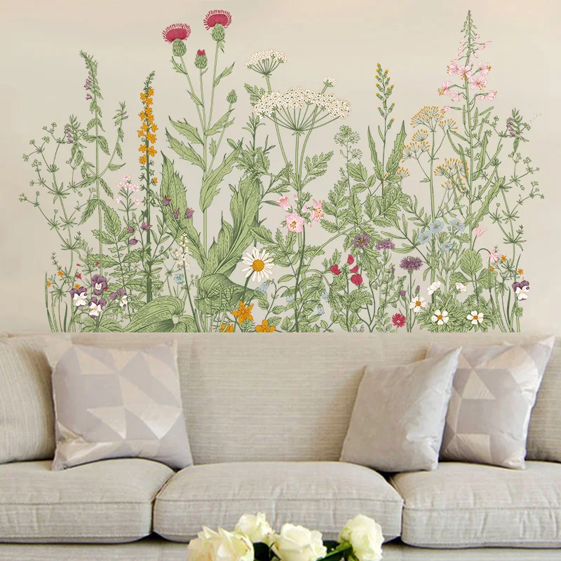 Птицы на проводе красочные тропический цветок Стикеры для растений стену