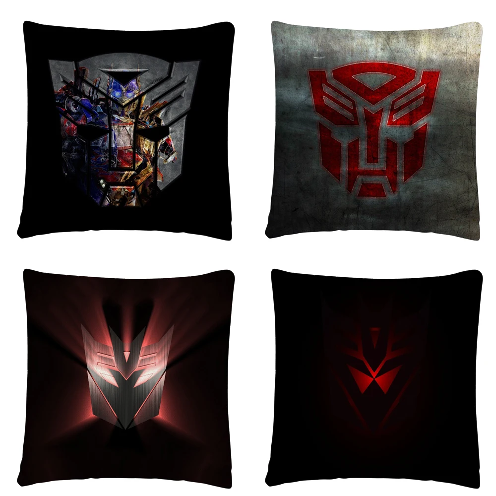 

Popular Movie Transformation Logo Pattern Linen Cushion Cover Pillow Case for Home Sofa Car Decor Pillowcase45X45cm