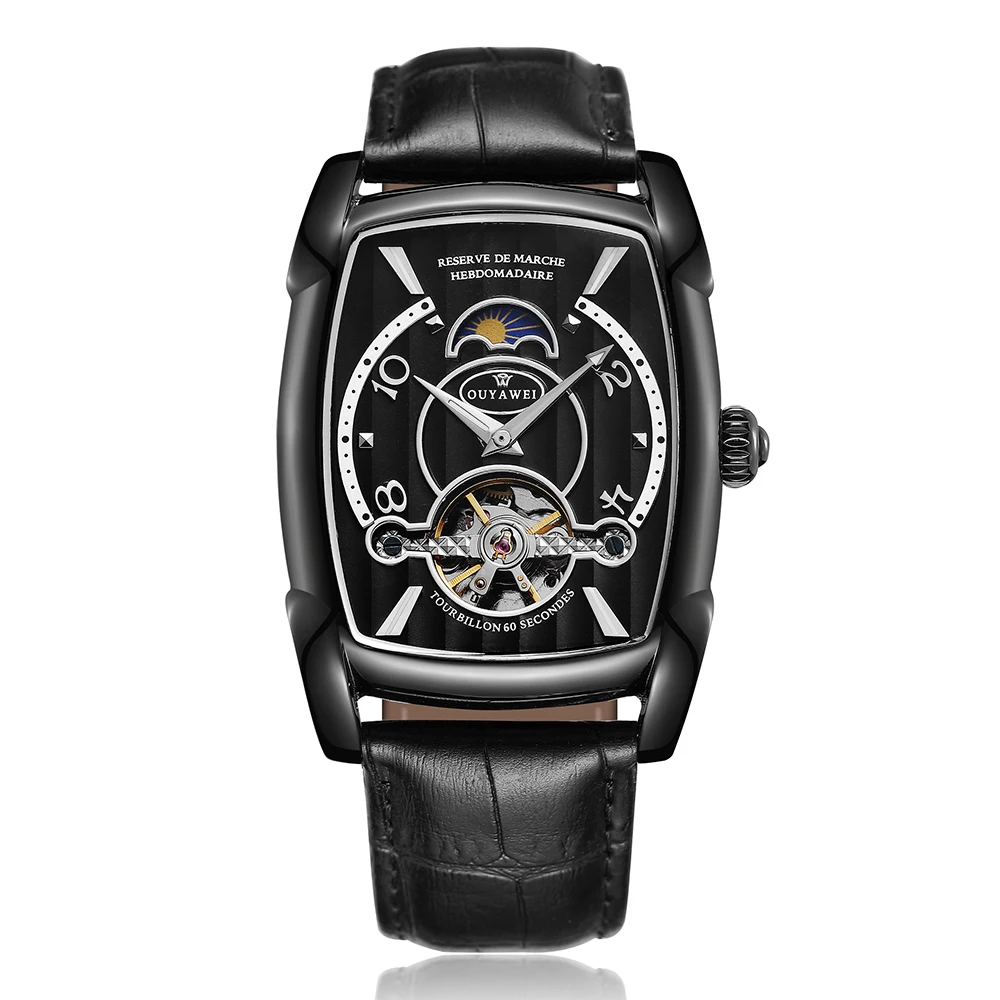 OUYAWEI мужские часы лучший бренд класса люкс Tonneau чехол Tourbillon автоматические