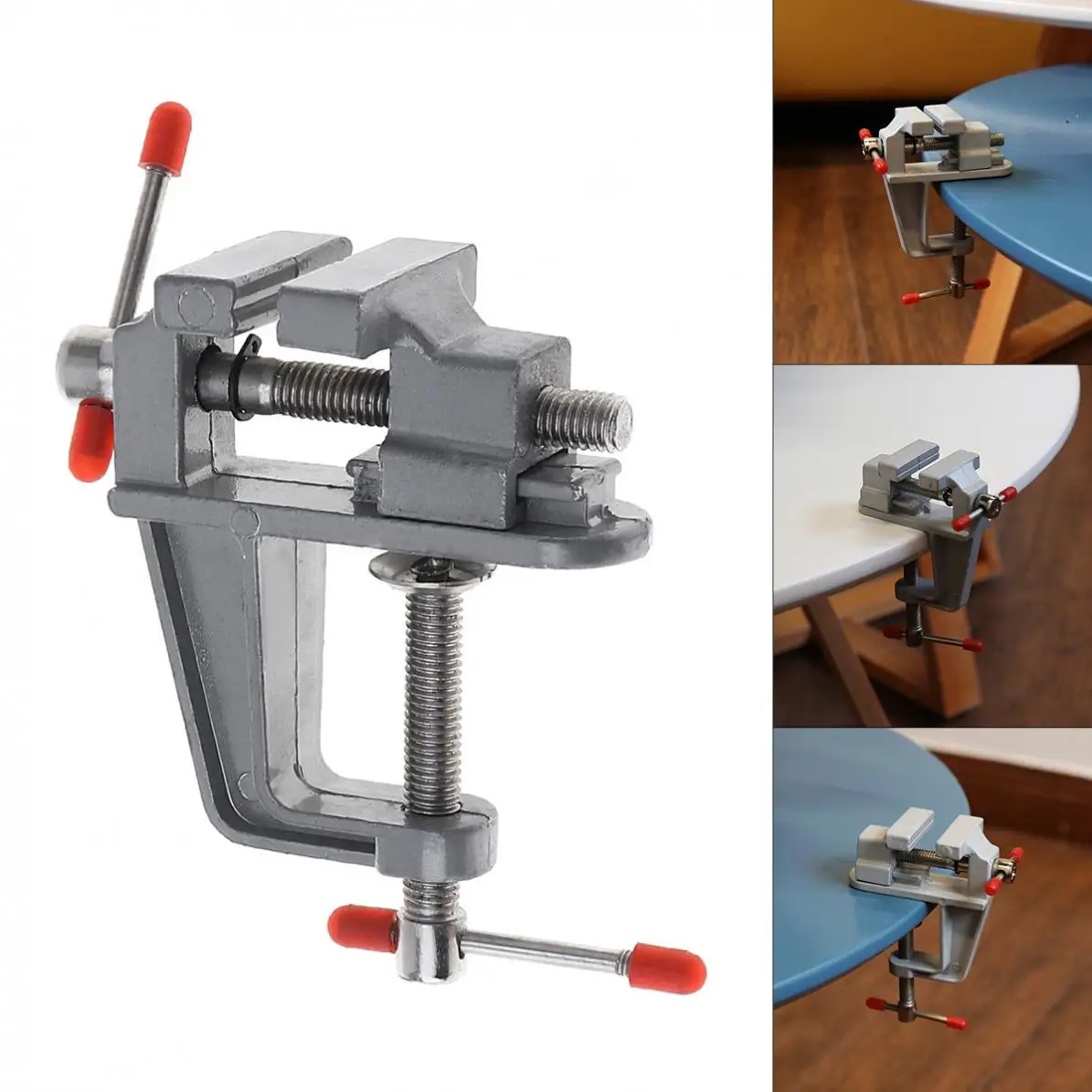 

3.5" Aluminum Miniature Small Jewelers Hobby Clamp on Table Bench Vise Mini Tool Vice DIY Jaw Bench Clamp Drill Press Vice Tool