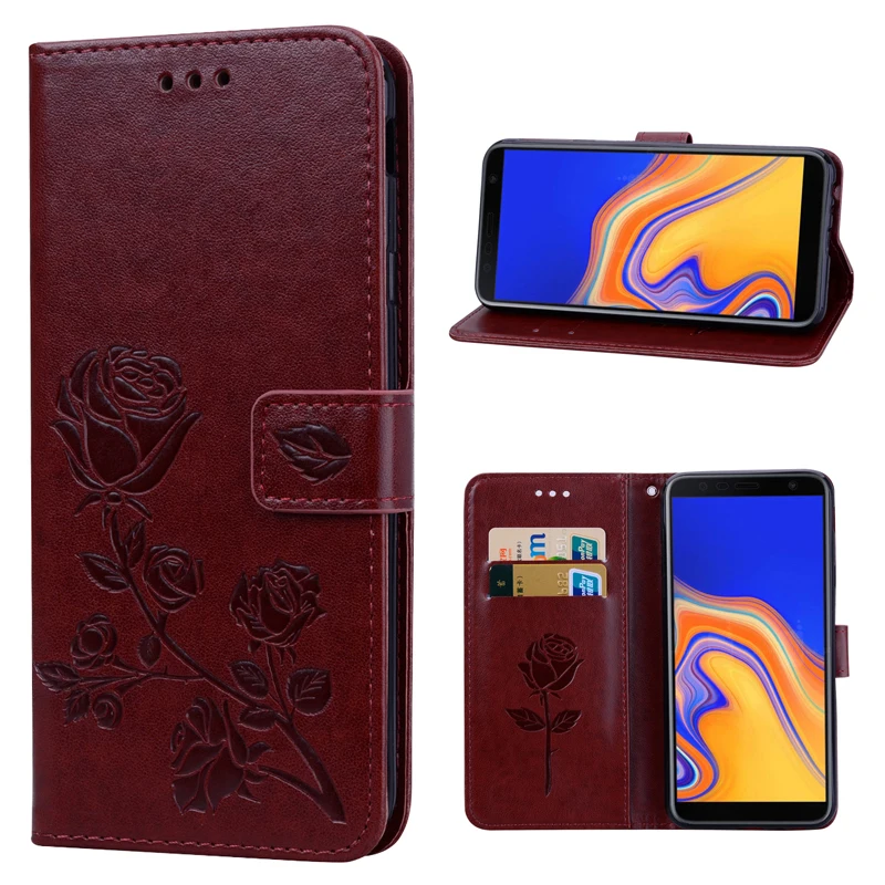 Флип-кошелек из искусственной кожи чехол для телефона Samsung J4 J6 Plus J8 2018 рельефный
