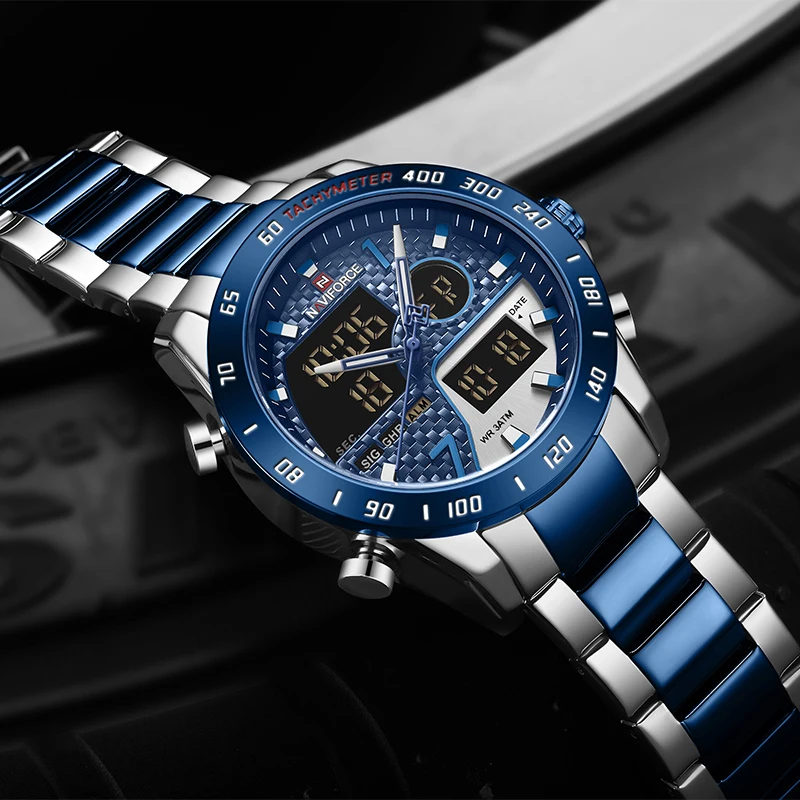 Мужские часы NAVIFORCE водонепроницаемые военные спортивные Кварцевые полностью