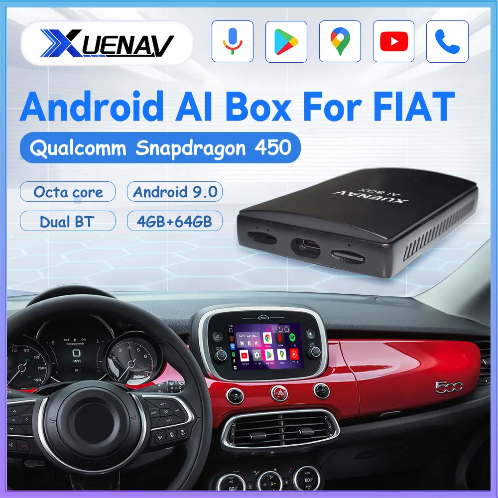

Android Box для Fiat 2017 2018 2019 2020 Ai Box беспроводной Carplay Netflix Автомобильный мультимедийный плеер 4 + 64 ГБ аудио навигация