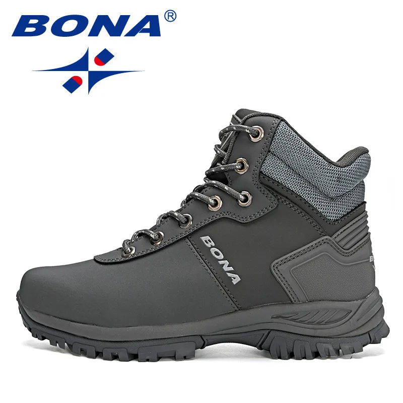 BONA 2022 New Designers Popular Winter Snow Ankle Boots Men Nubuck Leather High Top Super Warm Plush Boots Man Hiking Boots Soft