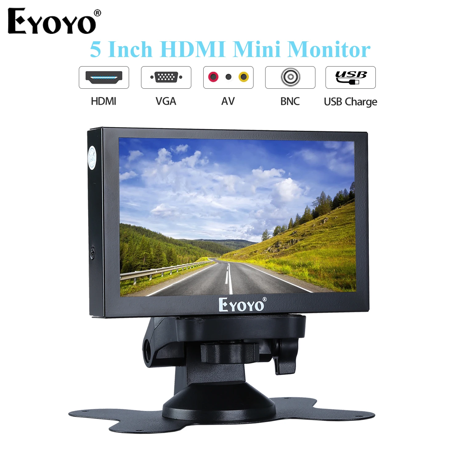 Мини монитор Eyoyo S501H IPS 5 дюйма 1024X768 HDMI VGA BNC AV USB|Монитор и дисплей для CCTV| |
