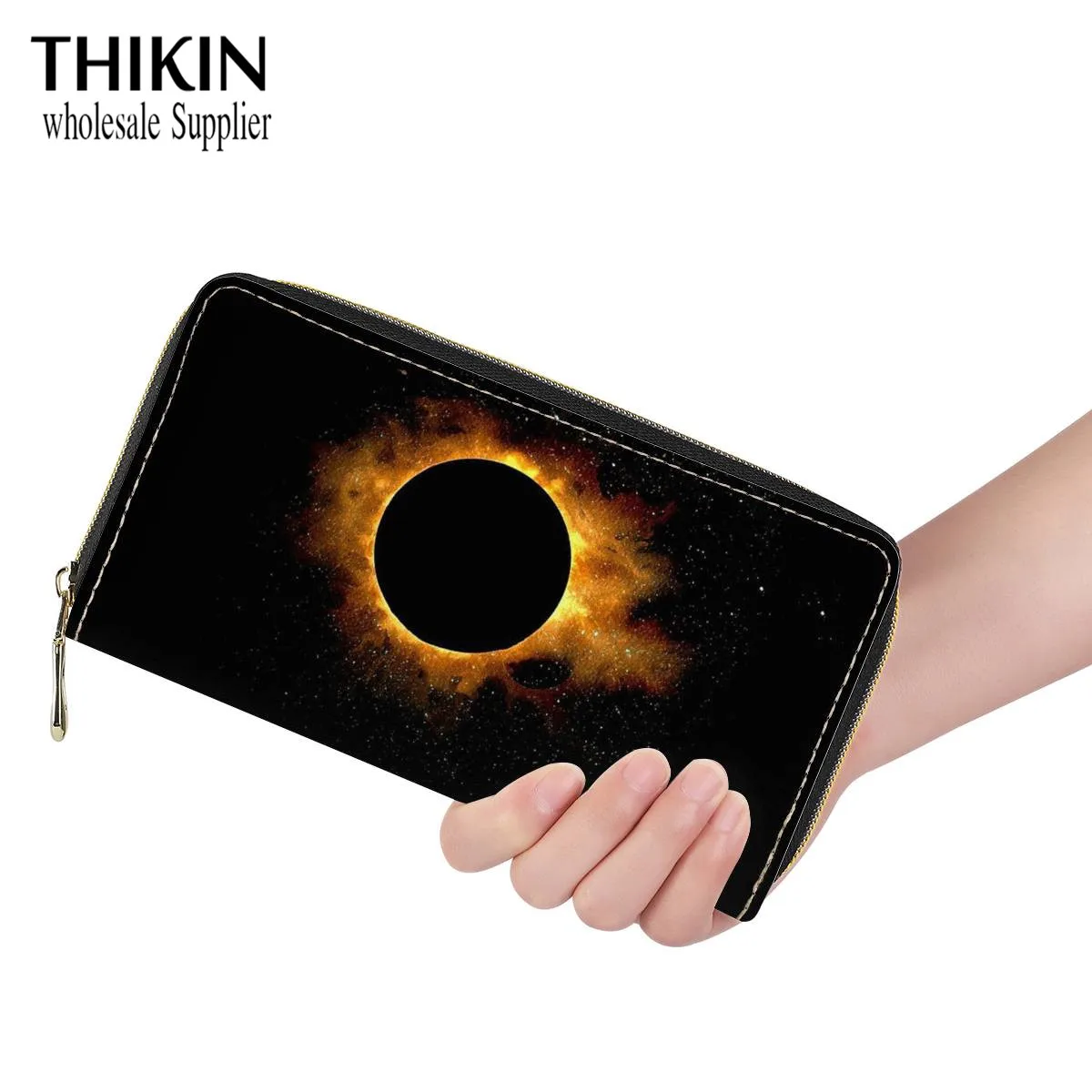 Женский Длинный кожаный кошелек THIKIN с рисунком Красной Луны роскошный дорожный