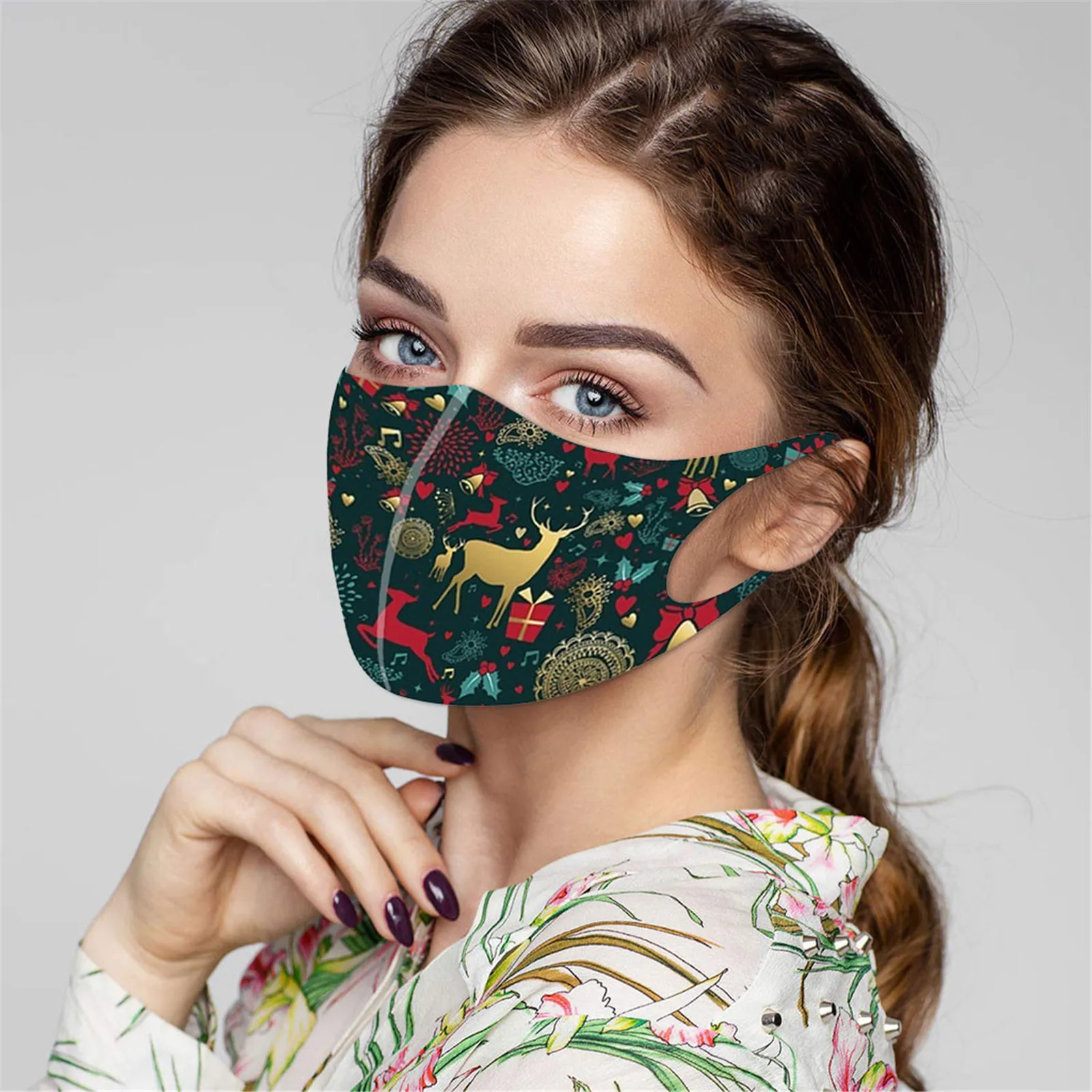 

Маска для лица Женская многоразовая, моющаяся хлопковая Маска для Хэллоуина, многоразовая