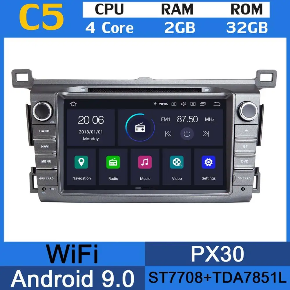 4Core 2G RAM 32G PX " PX6 4 Гб+ 64 ГБ Android 9,0 Автомобильный мультимедийный dvd-радио GPS для Toyota RAV4 для Toyota Previa RAV 4 2012 2013 DSP CarPlay - Цвет: 4Core 2G RAM 32G PX