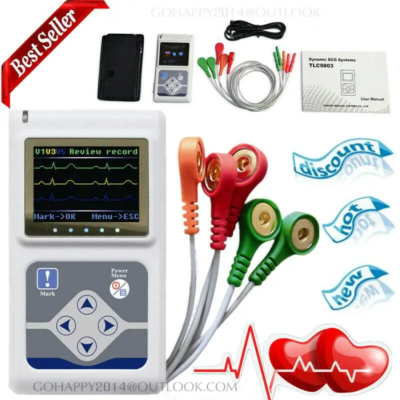 

Diagnostic-tool TLC9803 Portable Cable Heart Monitoring 3 Channels Dynamic ECG System 24hours ECG Recorder Monitor System Holter