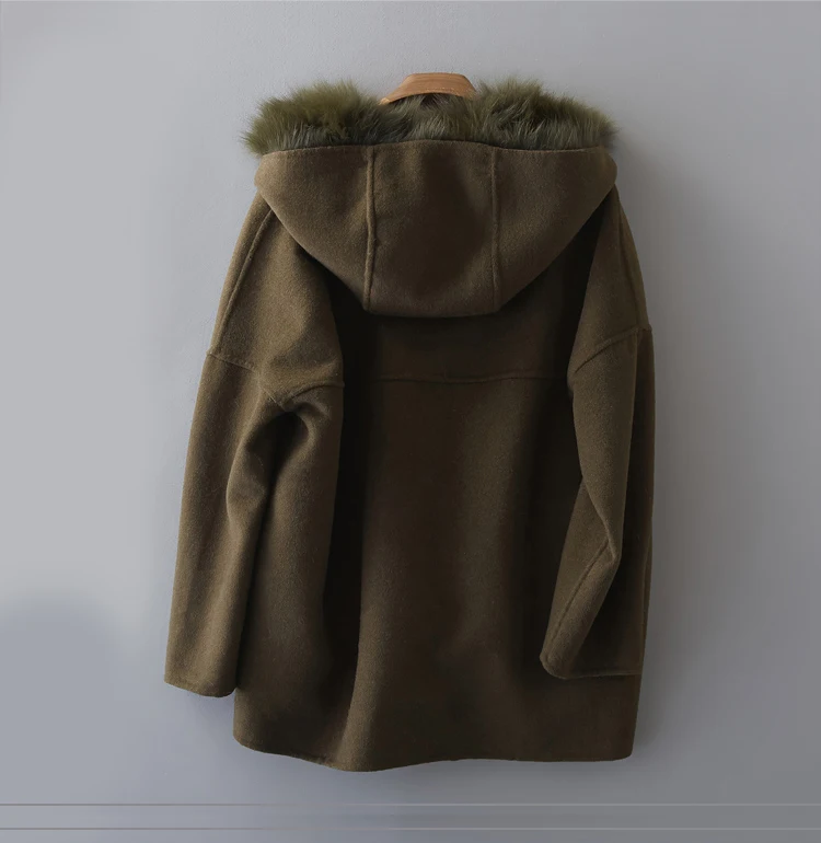 Aorice YKL6635 женское натуральное пальто из шерстяной ткани леди кроличий мех подкладка с капюшоном досуг осень/зима шерсть длинная верхняя одежда