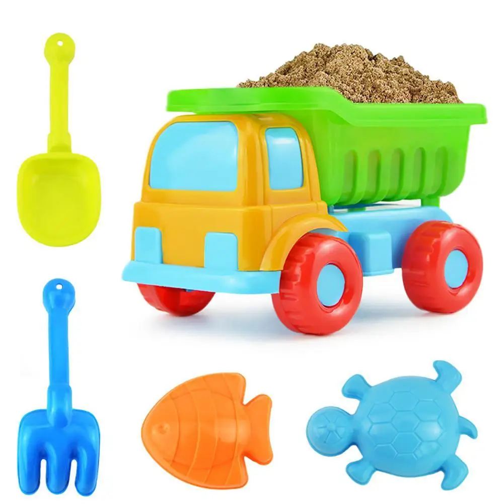 

5Pcs/Set Kids Beach Truck Shovel Rake Animal Molds Kit Garden Sandpit Pool Toy