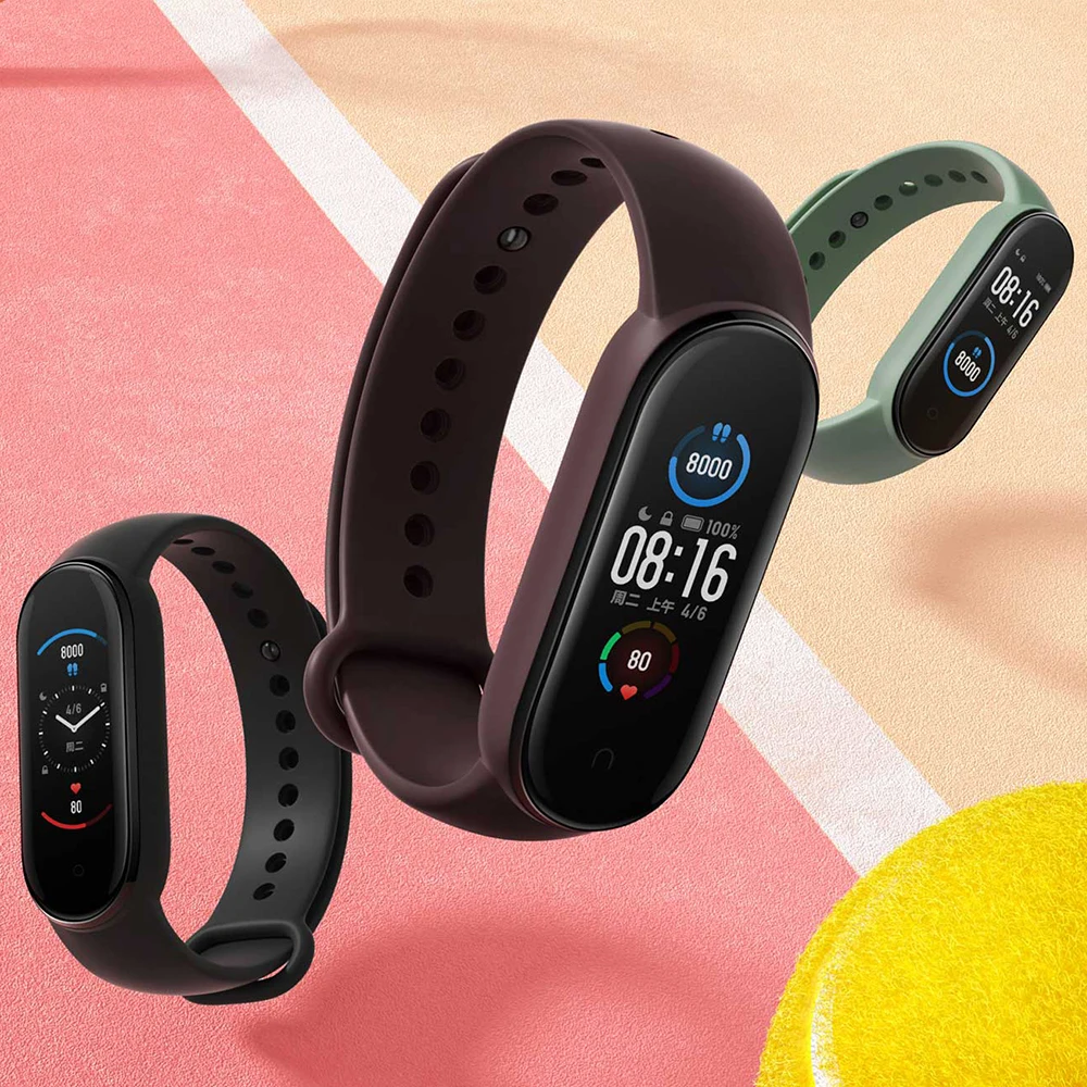 Смарт браслет Xiaomi Mi Band 5 4 цвета AMOLED экран водонепроницаемый смарт Miband фитнес