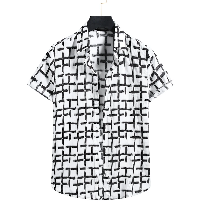 

Рубашка мужская с принтом, короткий рукав, отложной воротник, уличная одежда, шикарная свободная Гавайская одежда для отпуска, лето 2021