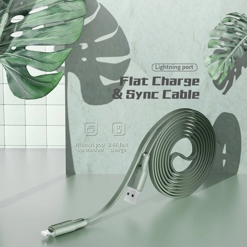 ROCK USB кабель для iPhone Xs Max 7 8 6 Plus 2.4A быстрое зарядное Освещение кабель для iPhone 6 USB кабель для передачи данных зарядный кабель для телефона