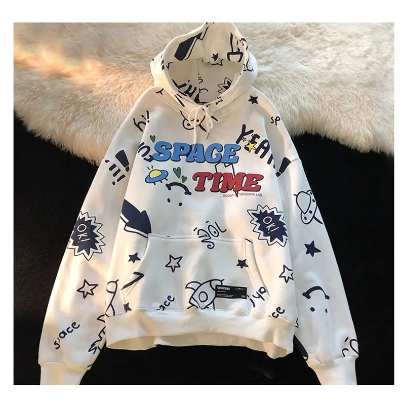 

Harajuku Hip Hop Letter Graphic Hoodie Women Kawaii Teens Girl Clothes Oversized Streetwear Sweatshrit 2021 Autumn New Casual