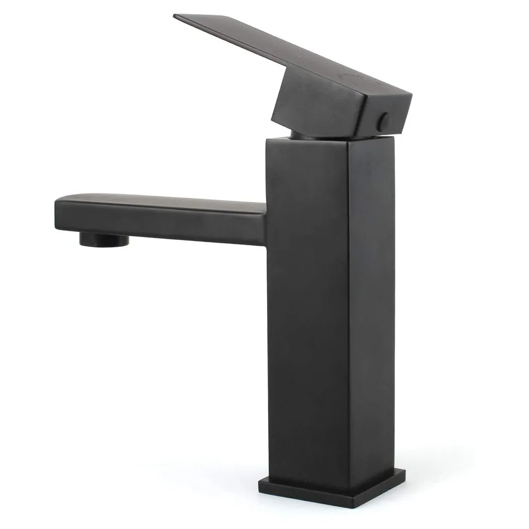 

1PC Matte Black Bathroom Basin Taps Deck Mounted Hot Cold Water Mixer Tap Single Handle Kitchen Faucet Lavatory Sink Tap
