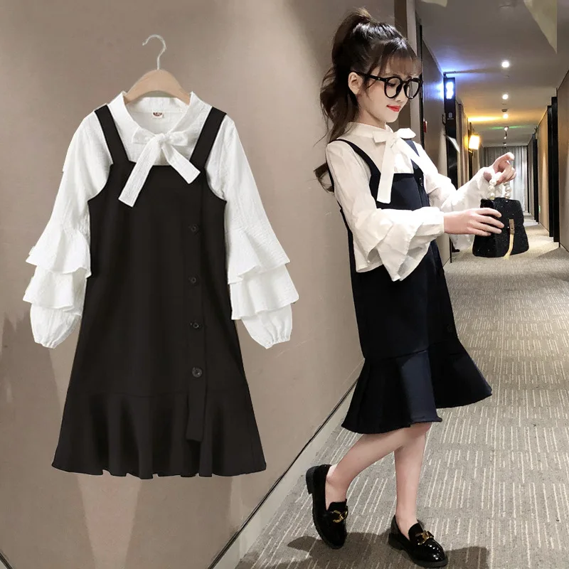 

Girls autumn 2021 new children's fashion princess dress, big children's western style suspender skirt suit dress