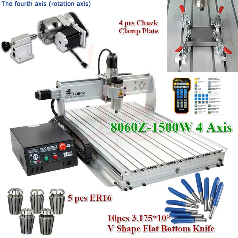 Фрезерный станок с ЧПУ 4 оси 8060Z 1 5 кВт USB|usb 4|drill drillmachine machine |