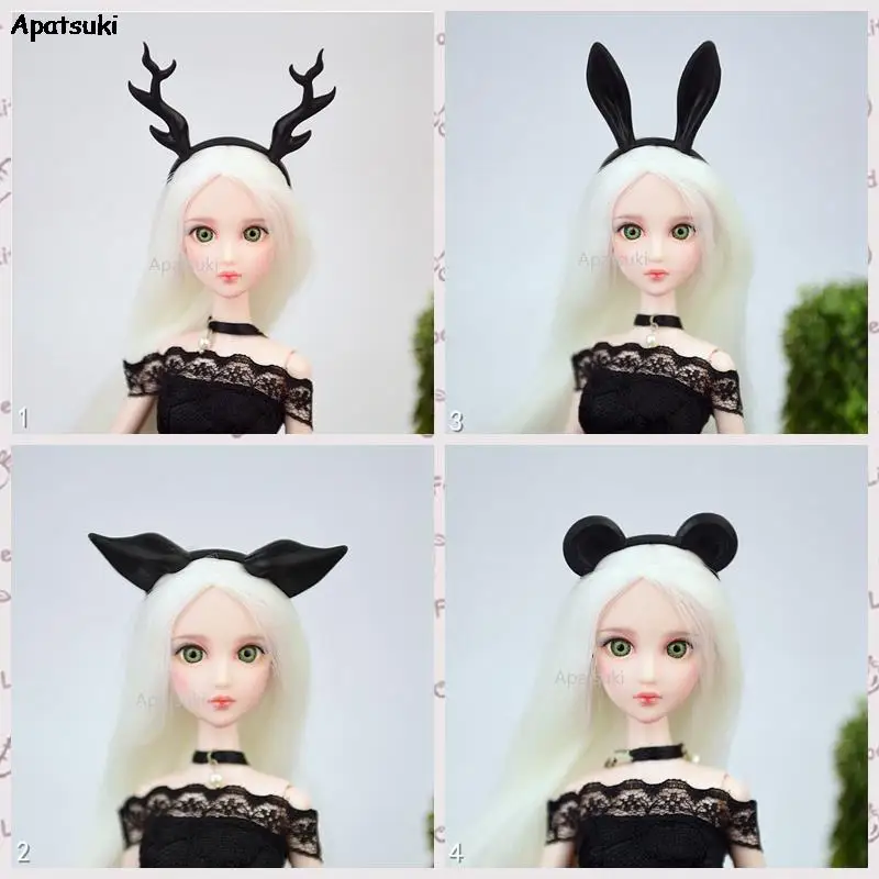 

4pcs/lot Black Pretty Ear Headband Tiara For Barbie Doll Accessories Plastic Headwear Hairwear Hair Accessories For 1/6 Doll DIY