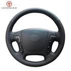 LQTENLEO черного цвета из искусственной кожи искусственная кожа рук шить чехол рулевого колеса автомобиля для Hyundai Santa Fe 2006 2007 2008 2009 2010 2011 2012