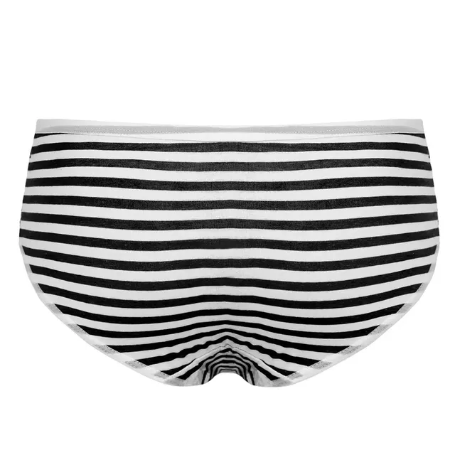 Women Lingerie Navy Style Stripe Undergarment Middle Waist Cotton Underwear Bikini With Ribbon Bowknot Briefs Fashion Underpants 3