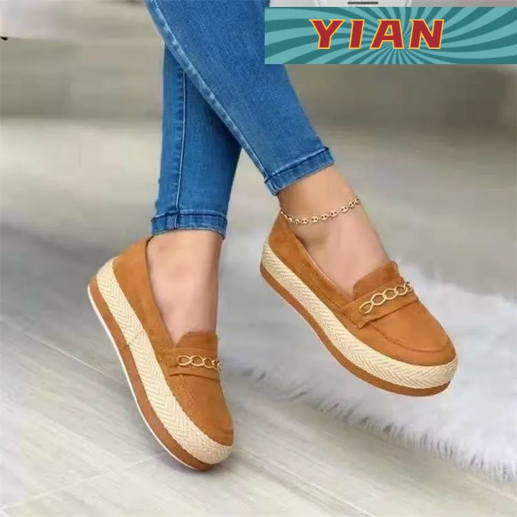 

Loafer shoes female new designer fashion round toe flat shoes thick bottom comfortable party increase women's shoes