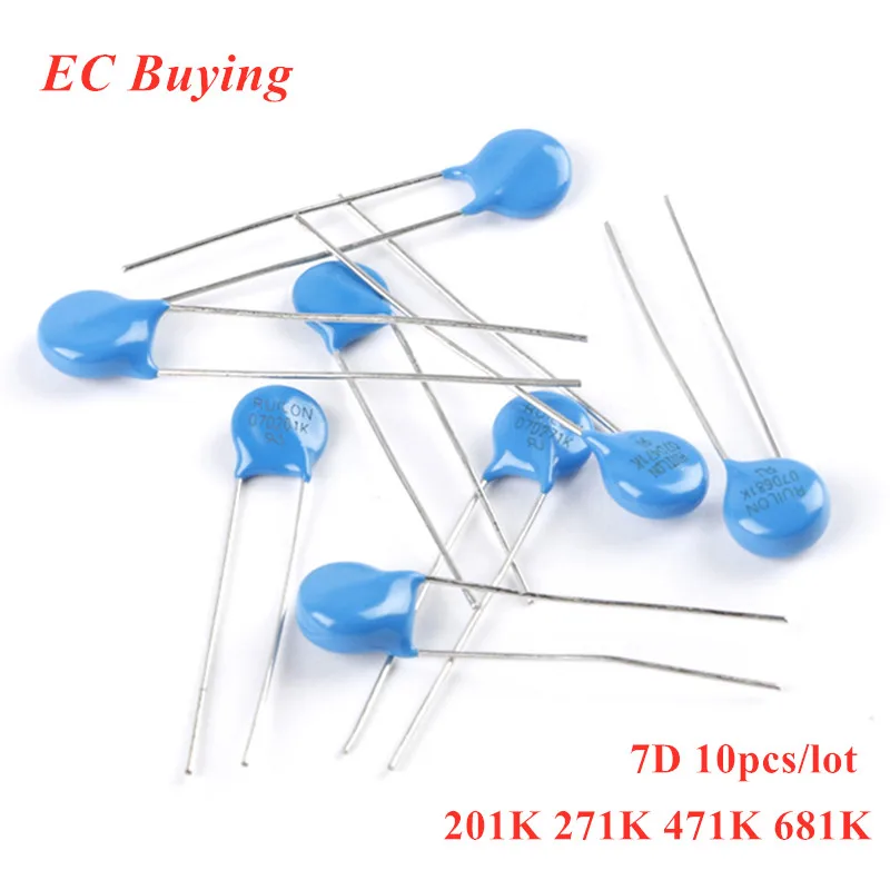 10pcs MOV Varistor Resistor 201K 271K 471K 681K ±10% 07D201K  07D271K 07D471K 07D681K