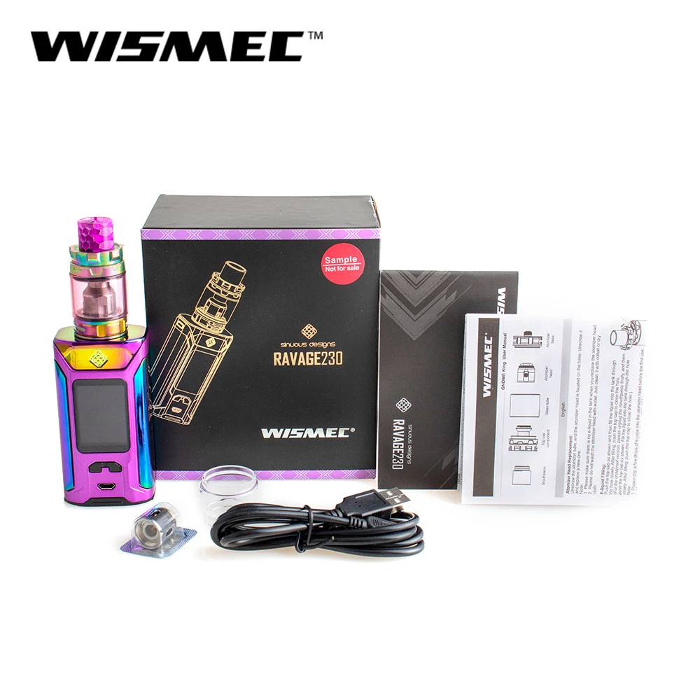 Оригинальный набор Wismec Sinuous Ravage 230 С атомайзером GNOME King 200 Вт электронная сигарета