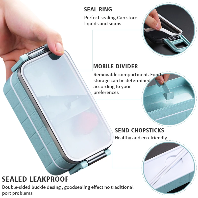 Ланч бокс из пшеничной соломы Bento коробки для микроволновой посуды контейнер