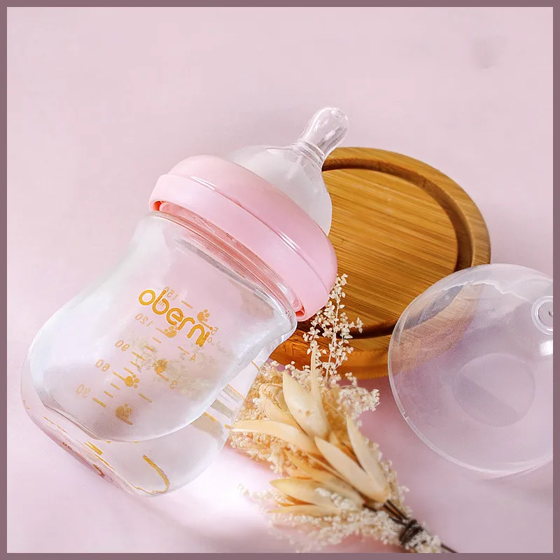

Oberni 150ML newborn baby bottle glass wide caliber anti-choking milk and anti-colic baby bottle