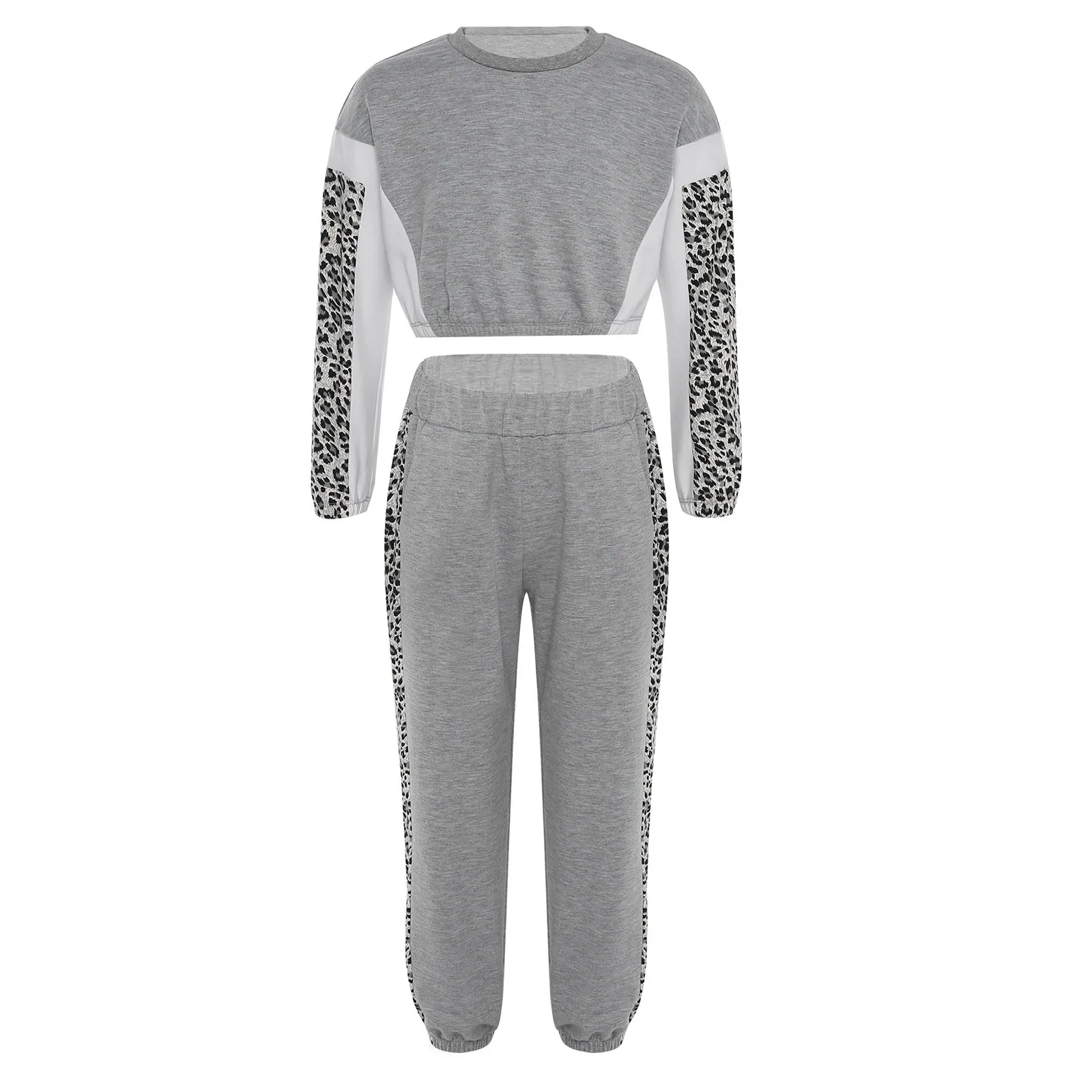 Спортивный костюм TiaoBug для девочек комплект из 2 предметов свитшот с круглым