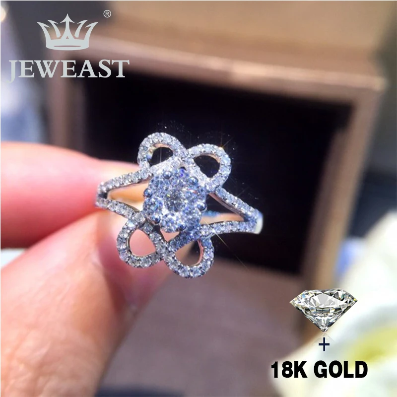 Кольцо из чистого золота 18 карат с натуральными бриллиантами красивое кольцо