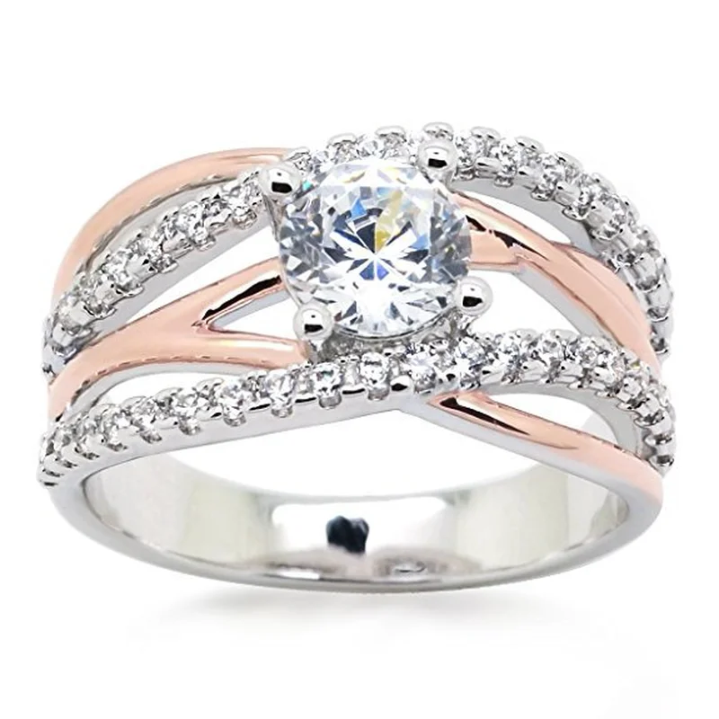 New Simple Wedding Weaving Ring Lady Shiny Cubic Zircon Boutique Jewelry Anniversary Engagement Finger Gift | Украшения и