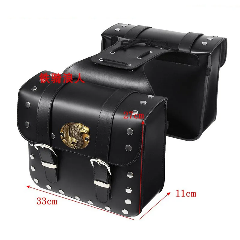 

Motorcycle Saddlebags PU Leather Black Scooter Luggage Outdoor Riding Backpack Rear Seat Multi-function Motorbike Side Tool Bag