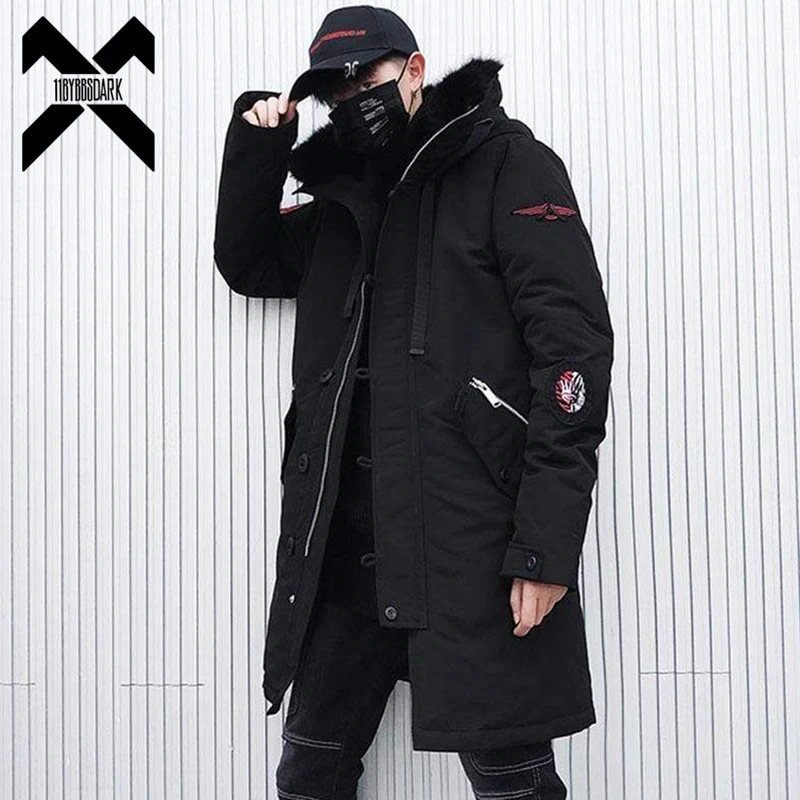 

Зимняя Толстая куртка 11 BYBB'S DARK 2021, парки, мужские пальто с капюшоном и меховым воротником, парка, уличная одежда, мужская теплая верхняя одеж...