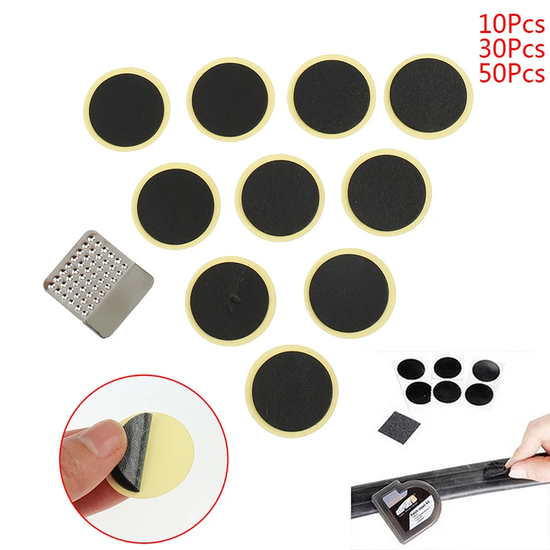 

10/30/50Pcs Self Adhesive Bicycle Cycle Tube Tyre Puncture Repair Patches Kit