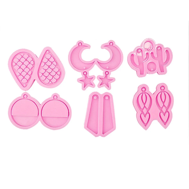 

6 шт серьги эпоксидная смола, форма ушные серьги-гвоздики колье силиконовая форма «сделай сам», ремесла, ювелирные изделия, Кулоны из нержав...